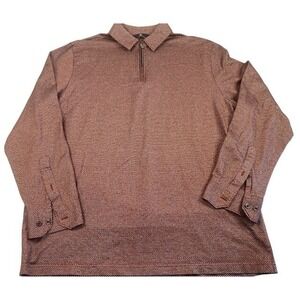 Hart Schaffner Marx Long Sleeve Micro Dot Quarter‎ Zip Burgundy Polo Men Size XL